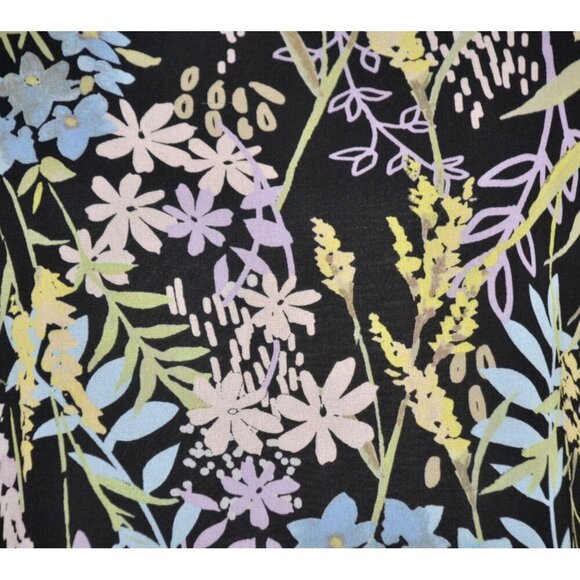 Calvin Klein Ladies Black Floral Blouse Top Size M Ruffled 3/4 Sleeves Career - Picture 4 of 14